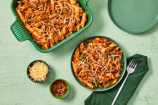 Triple Cheese Spinach Penne Bake