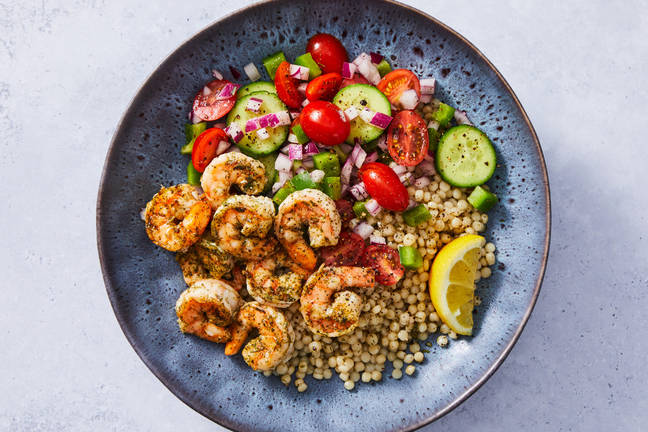 Shrimp & Crisp Veggie Couscous Salad