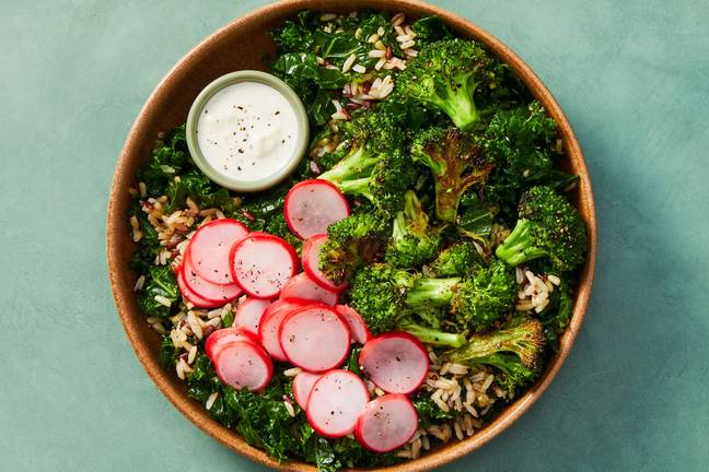 Kale & Grain Bowls with Feta Dressing