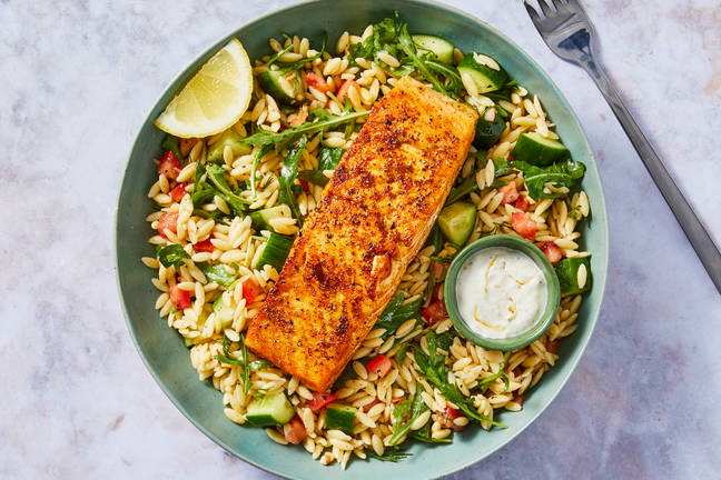 Tunisian-Spiced Salmon with Orzo Salad