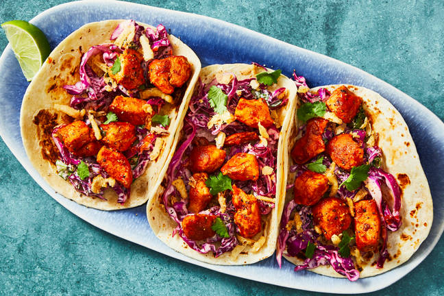 Saucy Cumin Chicken & Slaw Tacos