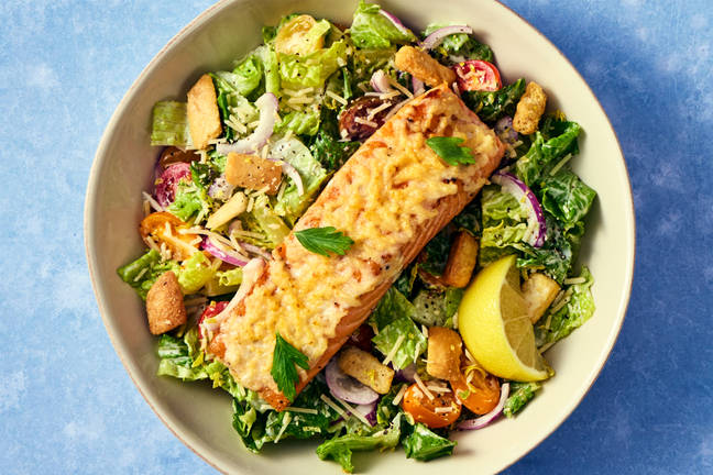 Parmesan-Crusted Salmon Caesar Salad