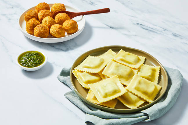 Super-Quick Pesto Mushroom Ravioli & Cheesy Truffle Arancini