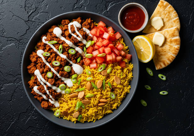 Shawarma Turkey & Turmeric Almond Rice