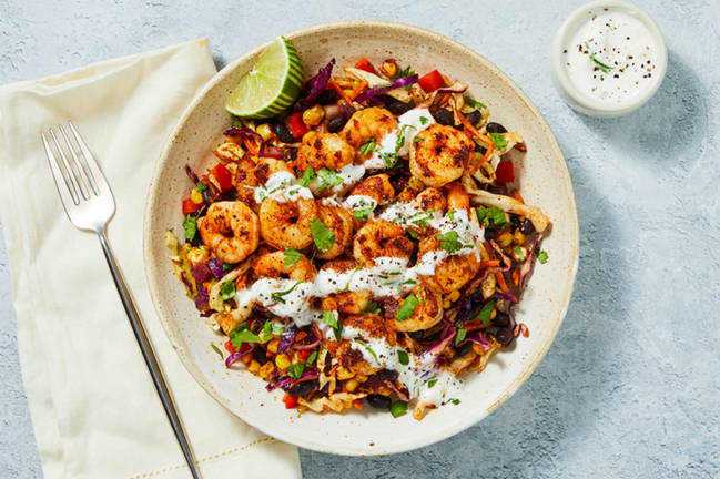 Bols de crevettes façon tex-mex