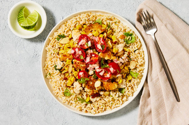 Bols de dinde et de riz brun à la coriandre et à la lime