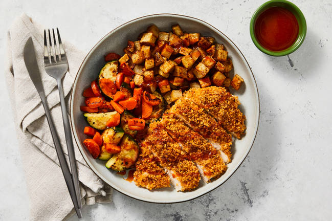 Dinde en croûte panko et miel piquant