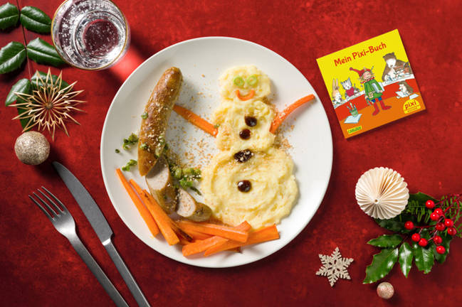 Kartoffel-Schneemann mit Thüringer Bratwurst