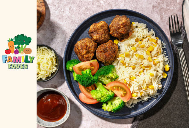 Mexican Beef Meatball Bites & Speckled Rice