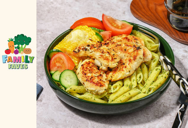 Herby Chicken Tendies & Pesto Pasta