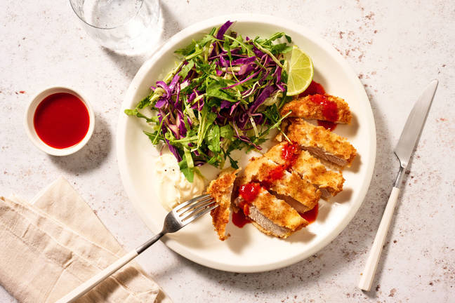 Pork Schnitzel & Sweet Sriracha Drizzle
