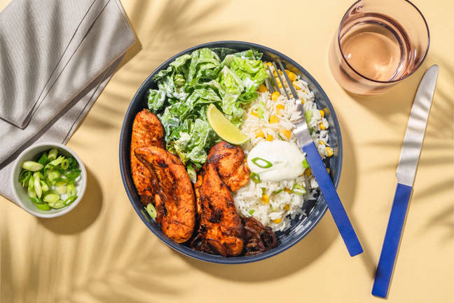Spicy Chipotle Chicken Bowl mit Konfetti-Reis