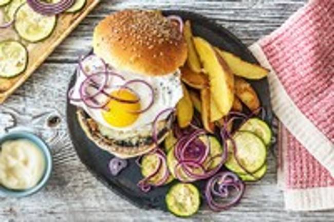 Broodje portobello met spiegelei