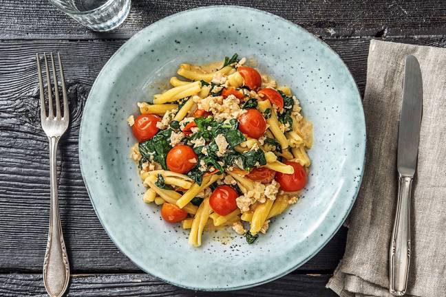 Casarecce au poulet à la crème & épinards