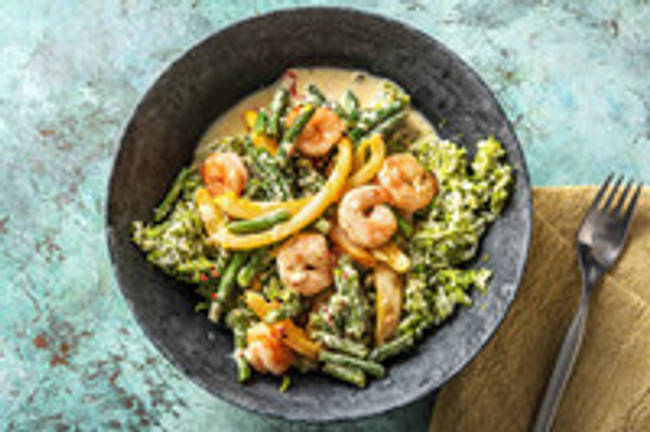 Snelle garnalencurry met broccolirijst