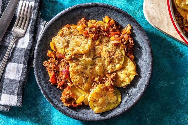 Gratin à l’italienne de poireaux et viande hachée