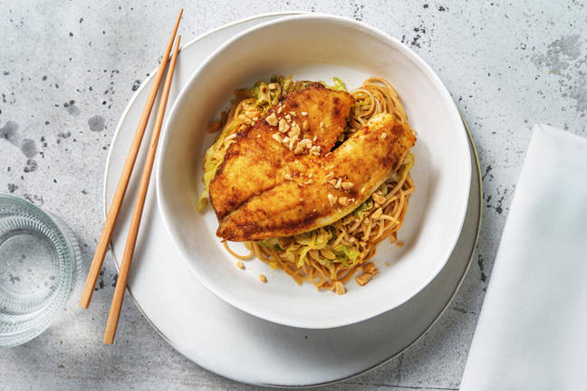 Hake with Stir-Fried Noodles