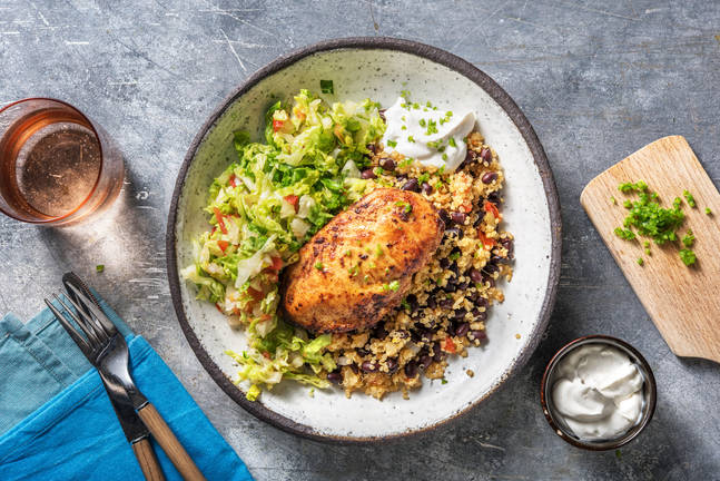 Hähnchen mit Quinoa-Bohnen-Pfanne
