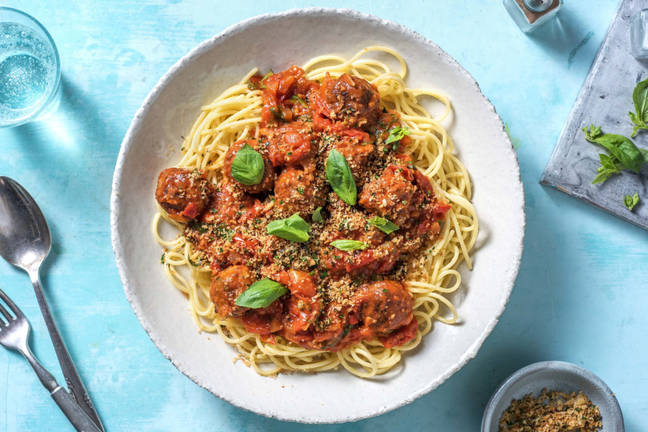 Vegan gehaktballen in tomatensaus