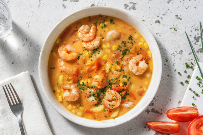 Soupe onctueuse aux crevettes et lait de coco