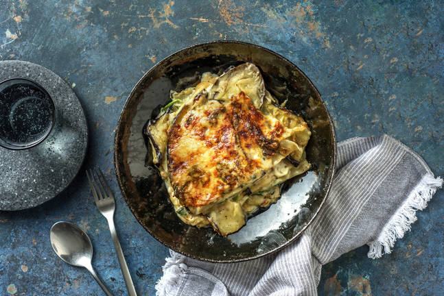 Romige lasagne met aubergine