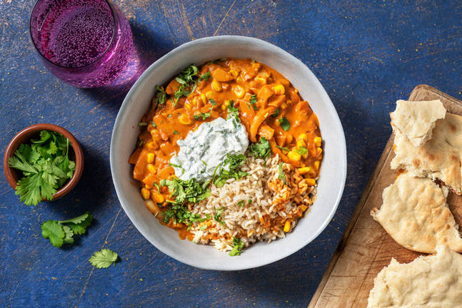 Venkelcurry met koriander-yoghurtsaus