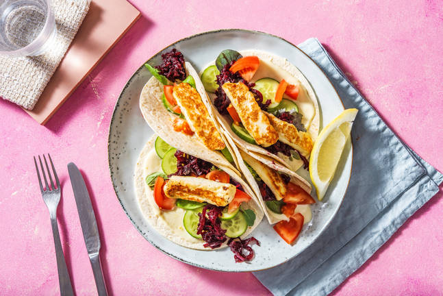 Vegetariska halloumi-tacos