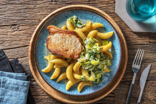 Würzig gebratenes Schweinelachssteak