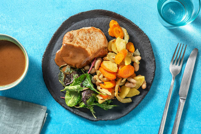 Schweinsnierstück mit Honig-Fenchel-Gemüse