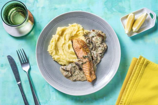 Lemon Salmon with Mushroom-Dill Sauce