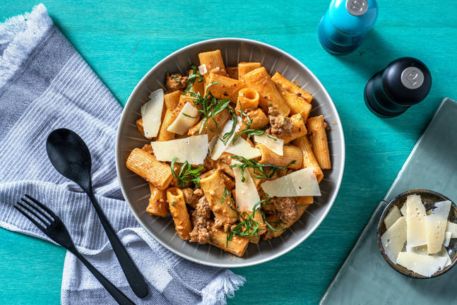 One Pot: Rigatoni mit Hackfleisch vom Weiderind
