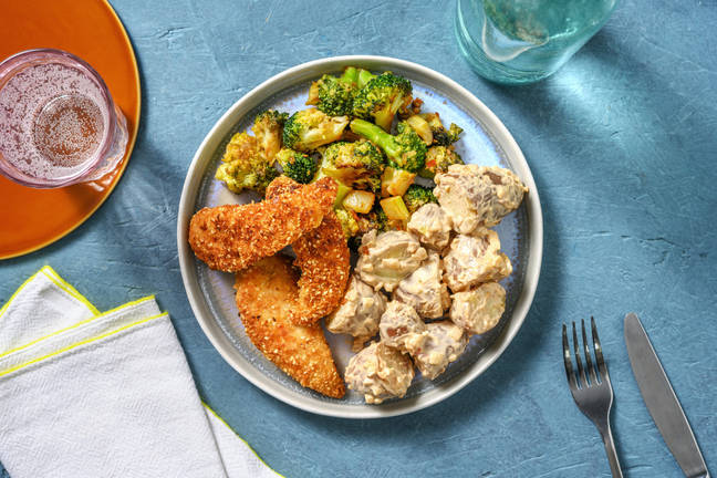 Gepaneerde sesamkip met pittige broccoli