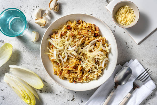 Romige orzo met witloof