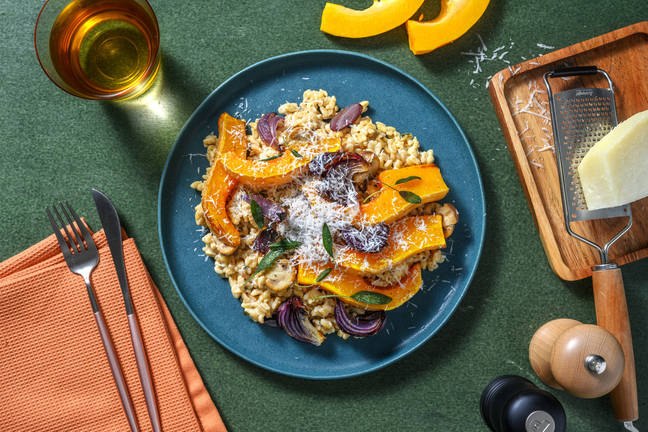 Pompoen met pecorino en knapperige salie