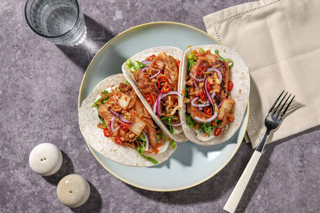 Korean-Style Chicken & Kimchi Tacos