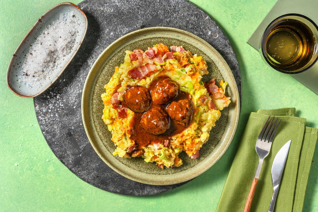 Boulettes de viande & stoemp carotte-poireau