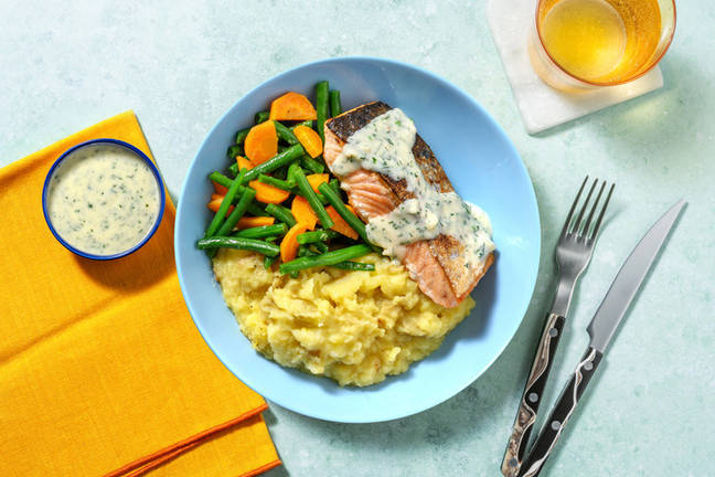 Saumon poêlé en sauce crémeuse à l'aneth