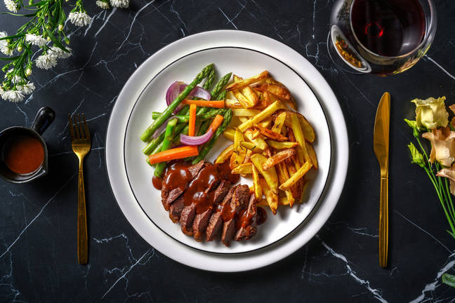 Pannstekt rumpstek och krämig pepparsås