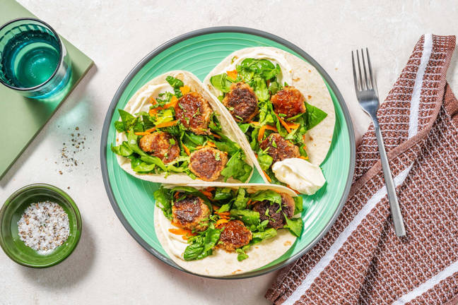 Tortillas alle polpette di maiale in salsa hoisin