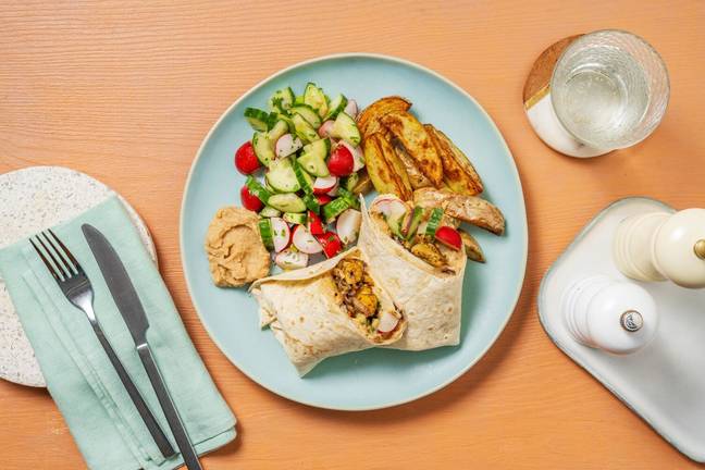 Veganer Schawarma Wrap mit Bohnen-Hummus