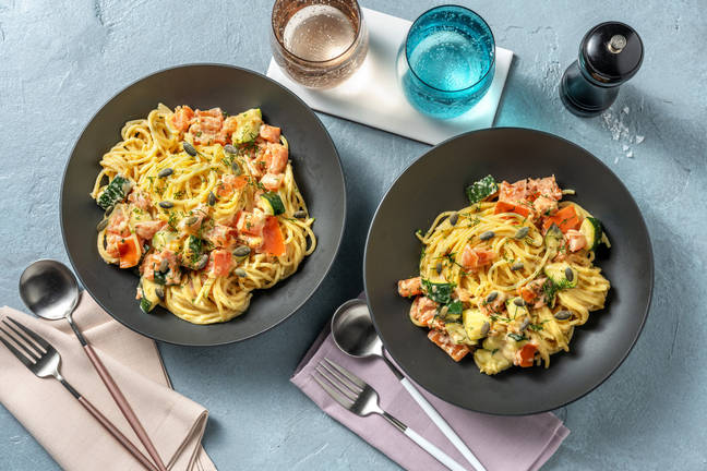 Pasta med kallrökt lax