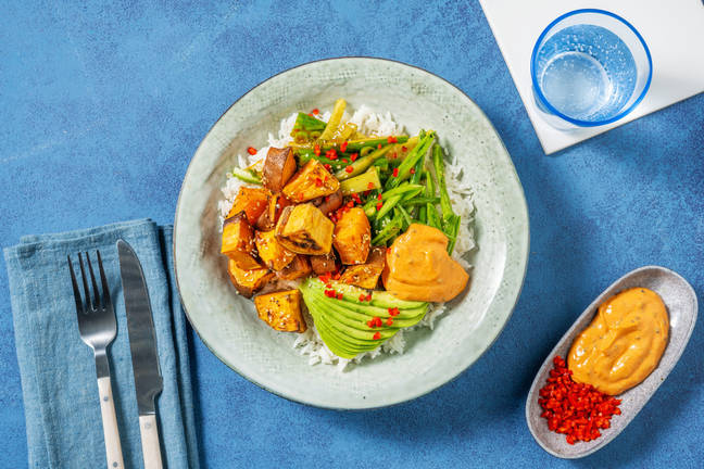 Ugnsrostad sötpotatis och vitlöksris