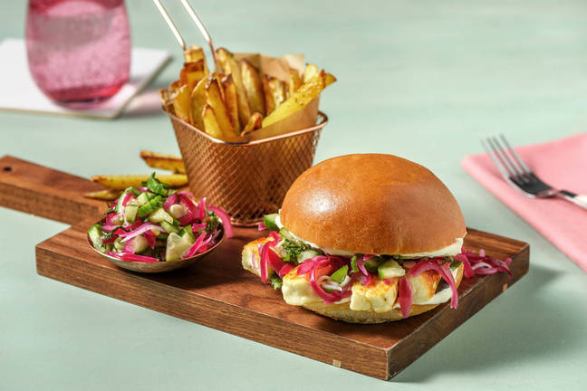 Vegetarisk halloumiburgare