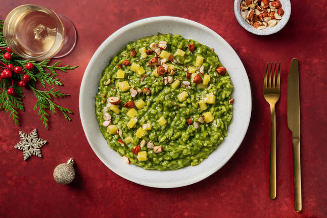 Risotto cremoso agli spinaci e toma filante