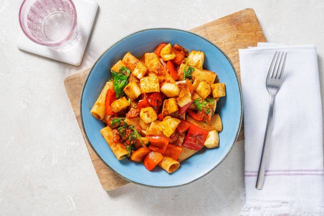 Halloumi and Roasted Pepper Penne