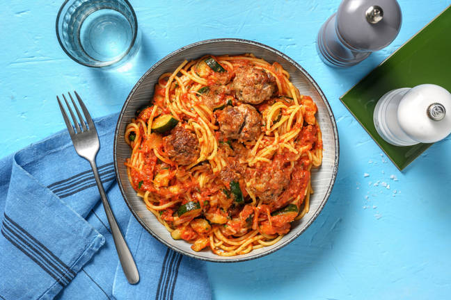 Herby Sausage Meatball Spaghetti