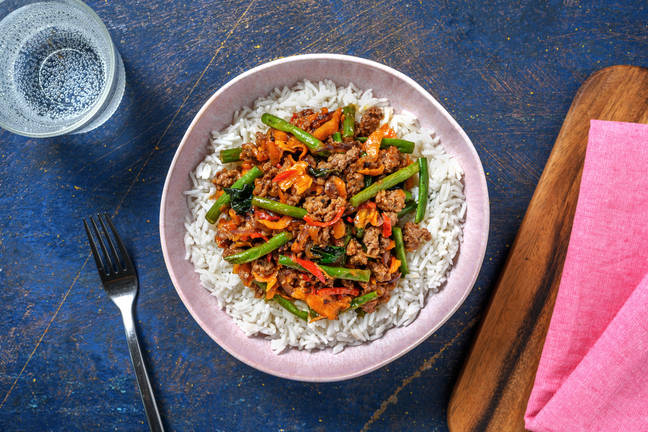 Thai-inspirerad fläskfärswok