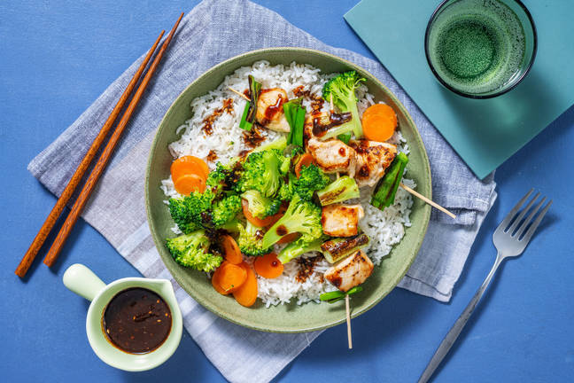 Kip yakitori in zoete sesamsaus