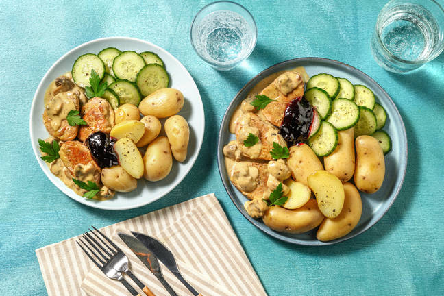 Svinemørbrad i cremet svampesauce