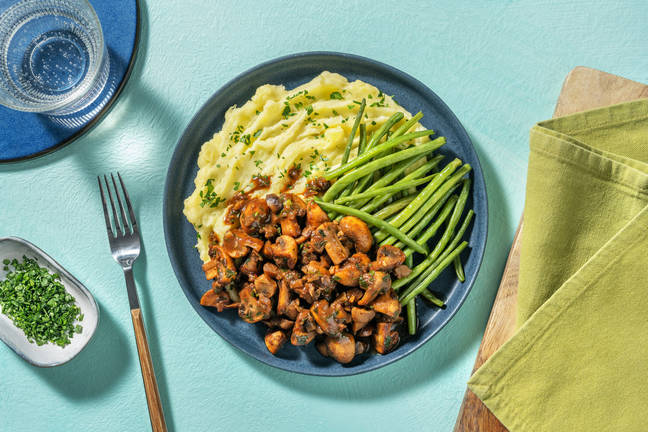 Maronen-Pilz-Ragout mit Knoblauch-Bohnen